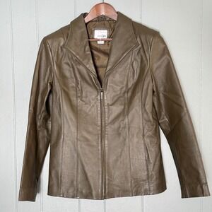 Vintage Genuine Leather Jacket S Brown Moto Indie Sleaze Fitted Y2K Minimalist